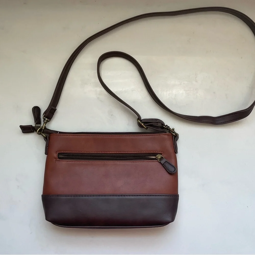 Stone & Co. Black and Brown crossbody w/ pockets EUC!
